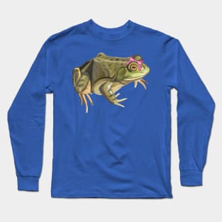 Girly American Bullfrog with Pink Bow Long Sleeve T-Shirt